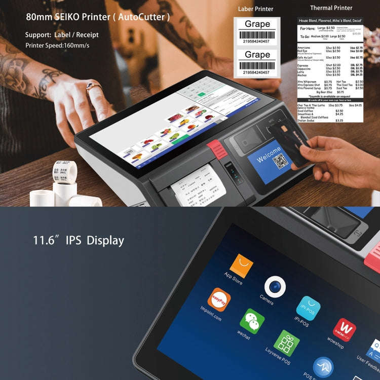 SGT-116 11.6 inch Capacitive Touch POS Terminal Cash Register, 2GB+32GB, RK3568 Quad Core Android...