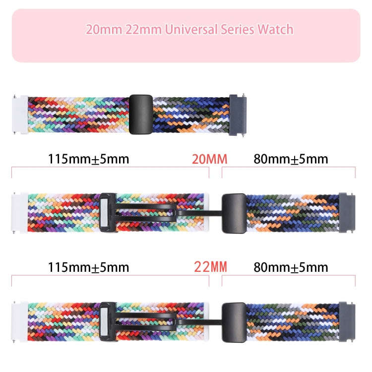 20mm Two-color Magnetic Braided Nylon Watch Band(Starlight Colorful Pink)