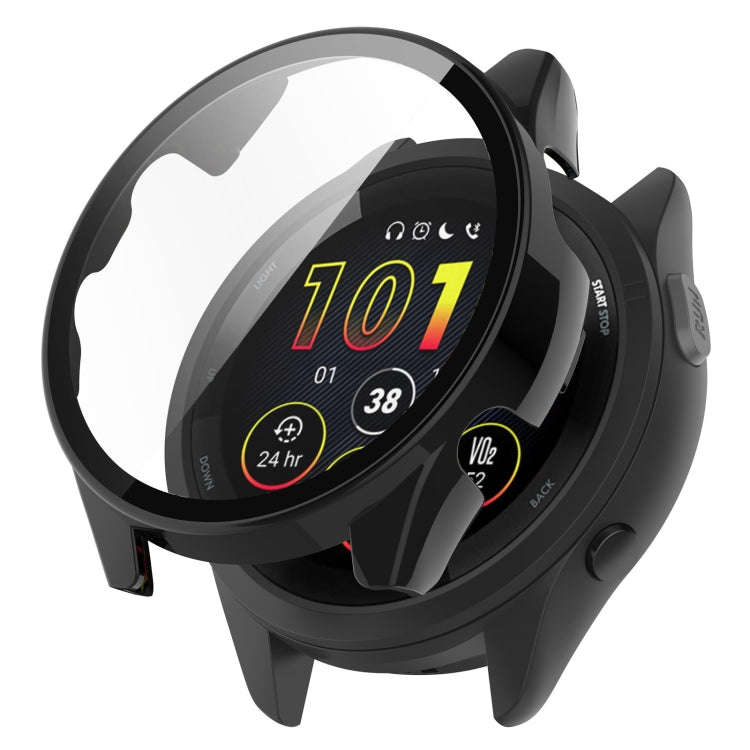 For Garmin Forerunner 165 / 165 Music PC + Tempered Film Integrated Watch Protective Case(Black)