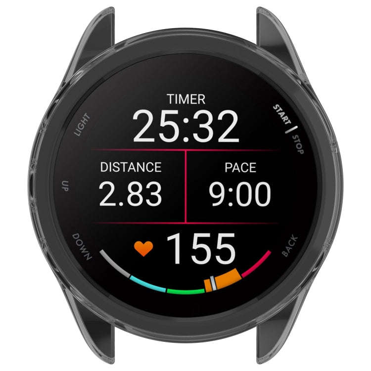 For Garmin Forerunner 165 / 165 Music Half Pack Hollow TPU Watch Protective Case(Transparent Black)