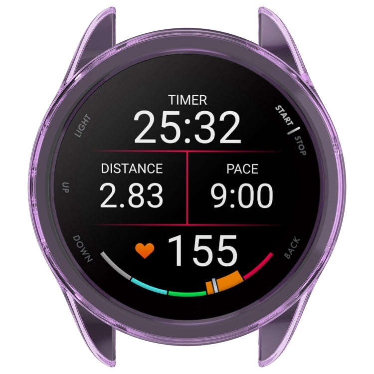 For Garmin Forerunner 165 / 165 Music Half Pack Hollow TPU Watch Protective Case(Transparent Purple)