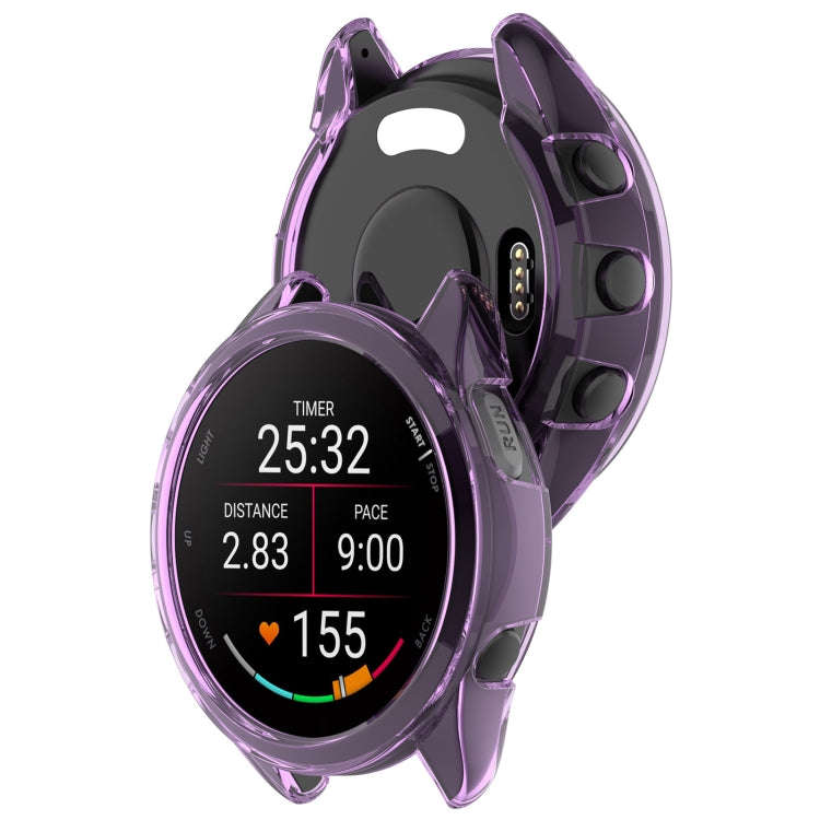 For Garmin Forerunner 165 / 165 Music Half Pack Hollow TPU Watch Protective Case(Transparent Purple)