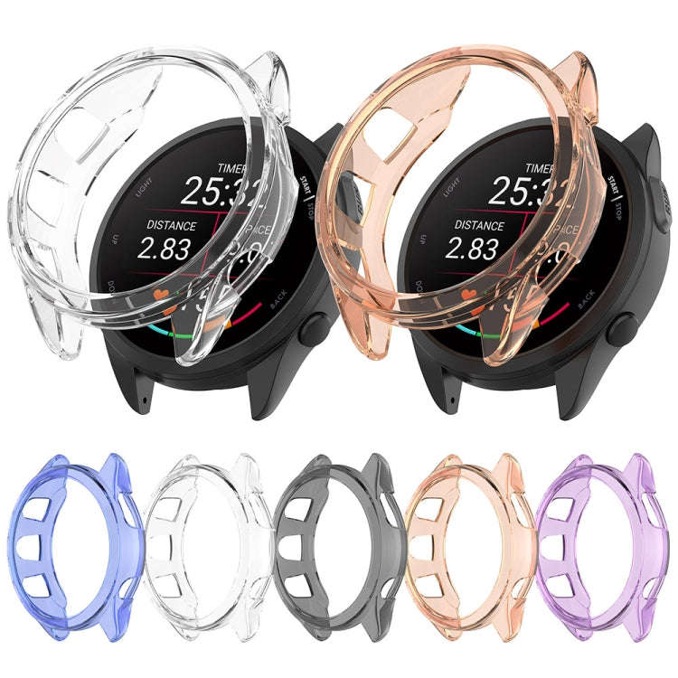For Garmin Forerunner 165 / 165 Music Half Pack Hollow TPU Watch Protective Case(Transparent Black)