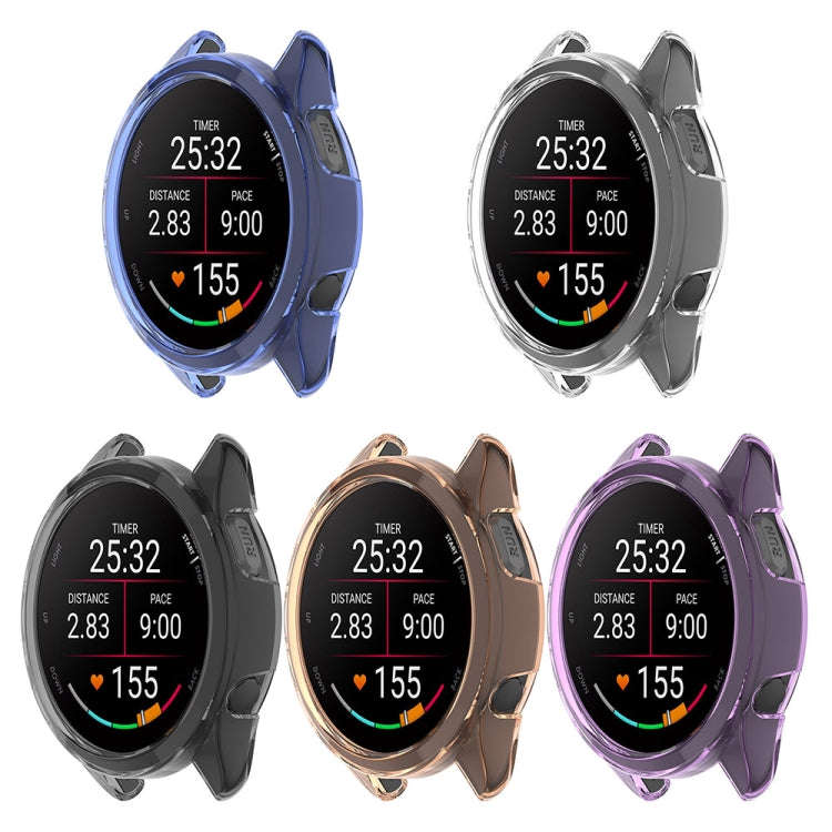 For Garmin Forerunner 165 / 165 Music Half Pack Hollow TPU Watch Protective Case(Transparent Black)