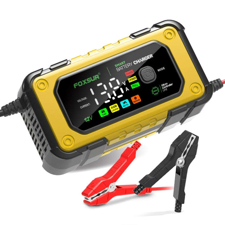 FOXSUR 7A 12V Car / Motorcycle Smart Battery Charger, Plug Type:US Plug(Yellow)