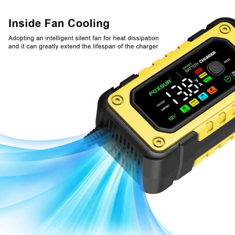 FOXSUR 7A 12V Car / Motorcycle Smart Battery Charger, Plug Type:US Plug(Yellow)