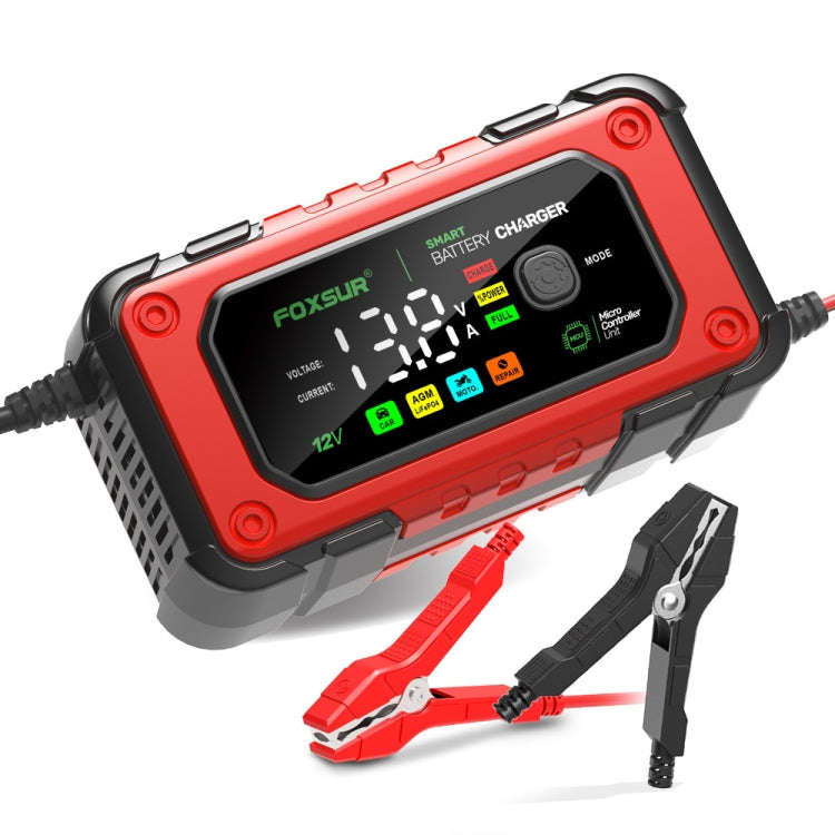 FOXSUR 7A 12V Car / Motorcycle Smart Battery Charger, Plug Type:UK Plug(Red)