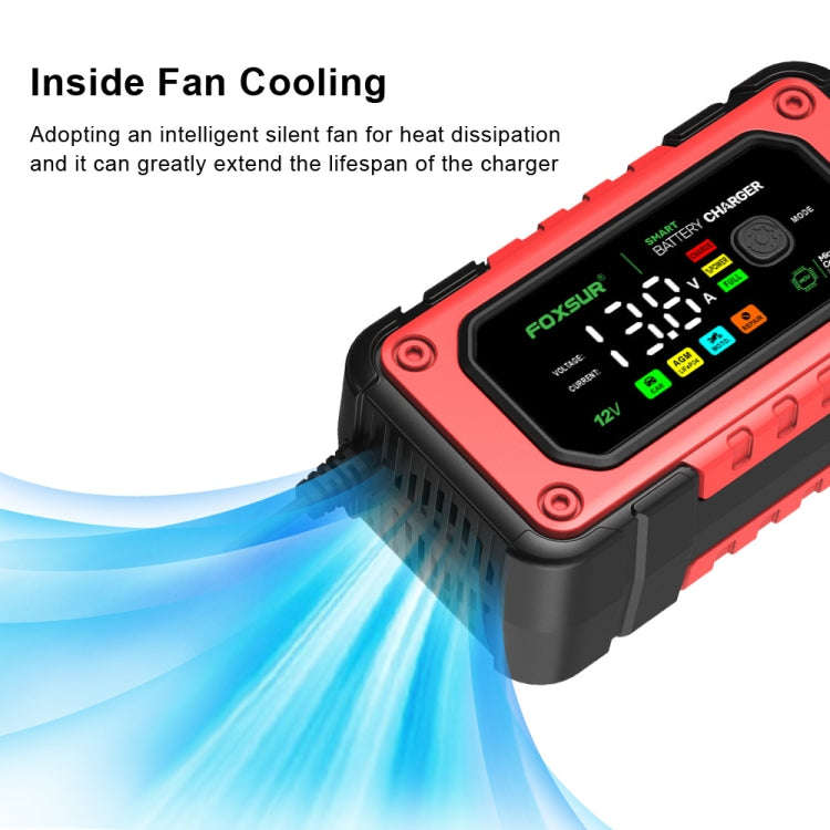 FOXSUR 7A 12V Car / Motorcycle Smart Battery Charger, Plug Type:UK Plug(Red)
