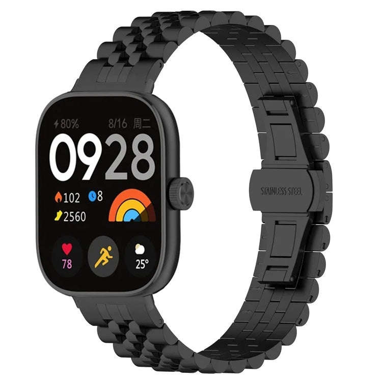 For Xiaomi Mi Band 8 Pro / Smart Band 9 Pro Five-bead Butterfly Buckle Metal Watch Band(Black)