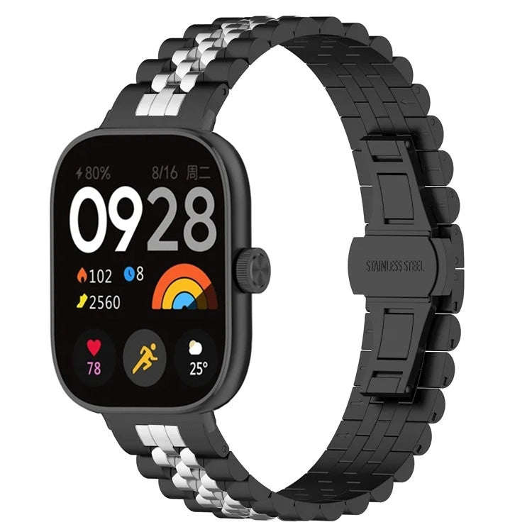 For Xiaomi Mi Band 8 Pro / Smart Band 9 Pro Five-bead Butterfly Buckle Metal Watch Band(Black Sil...