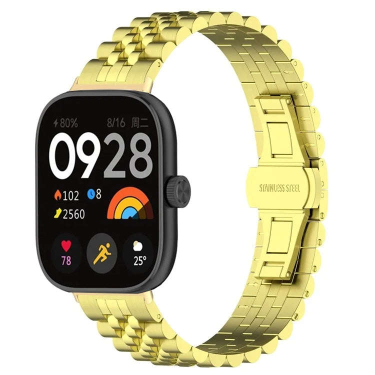 For Xiaomi Mi Band 8 Pro / Smart Band 9 Pro Five-bead Butterfly Buckle Metal Watch Band(Gold)