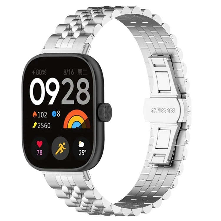 For Xiaomi Mi Band 8 Pro / Smart Band 9 Pro Five-bead Butterfly Buckle Metal Watch Band(Silver)