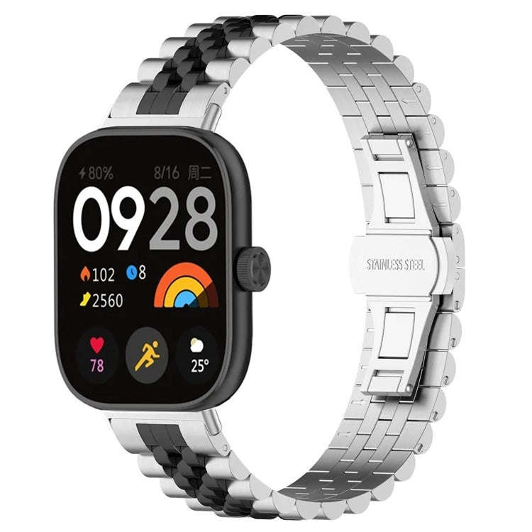 For Xiaomi Mi Band 8 Pro / Smart Band 9 Pro Five-bead Butterfly Buckle Metal Watch Band(Silver Bl...