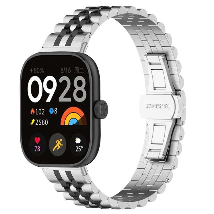 For Xiaomi Mi Band 8 Pro / Smart Band 9 Pro Five-bead Butterfly Buckle Metal Watch Band(Silver Bl...