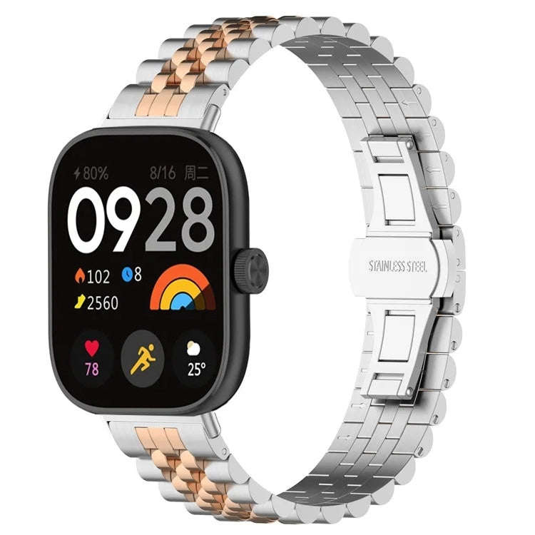 For Xiaomi Mi Band 8 Pro / Smart Band 9 Pro Five-bead Butterfly Buckle Metal Watch Band(Silver Ro...
