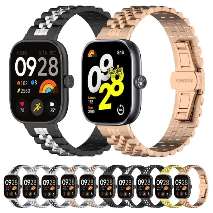 For  Xiaomi Redmi Watch 4 Five-bead Butterfly Buckle Metal Watch Band(Gold)