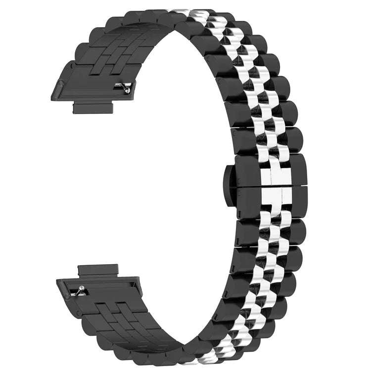 For Xiaomi Mi Band 8 Pro / Smart Band 9 Pro Five-bead Butterfly Buckle Metal Watch Band(Black Sil...