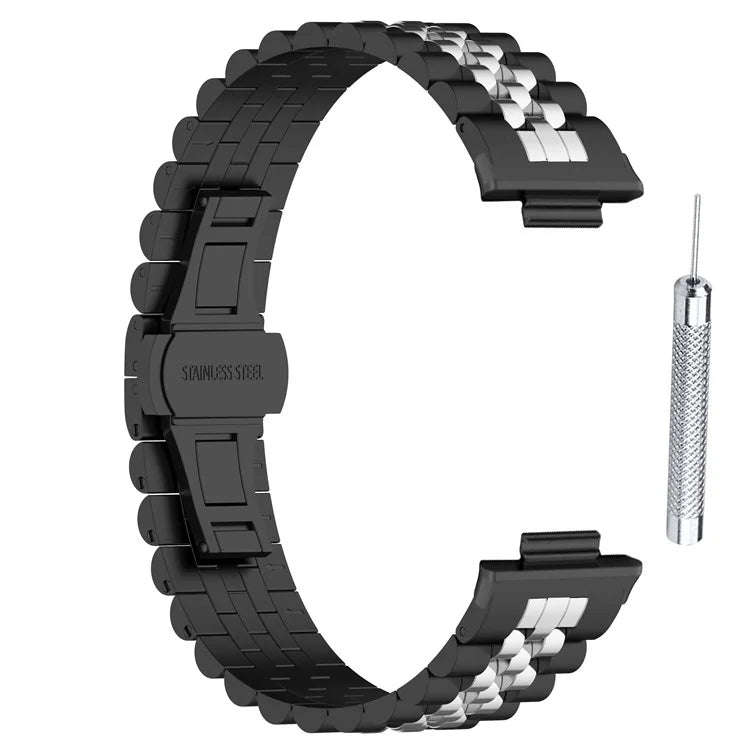 For Xiaomi Mi Band 8 Pro / Smart Band 9 Pro Five-bead Butterfly Buckle Metal Watch Band(Black Sil...