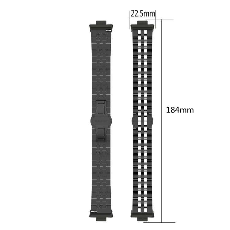 For  Xiaomi Redmi Watch 4 Five-bead Butterfly Buckle Metal Watch Band(Black Silver B)
