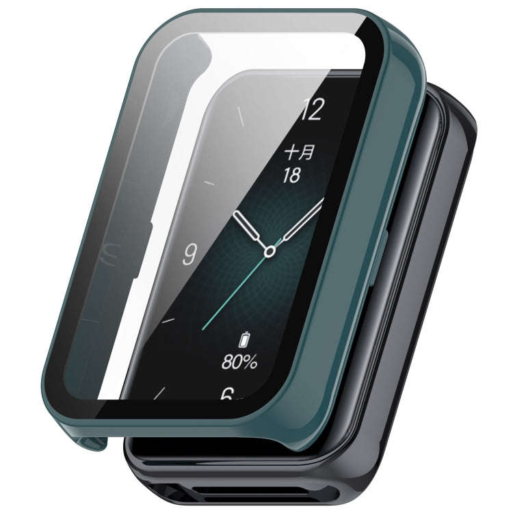 For Honor Band 9 PC + Tempered Film Integrated Watch Protective Case(Pine Green)