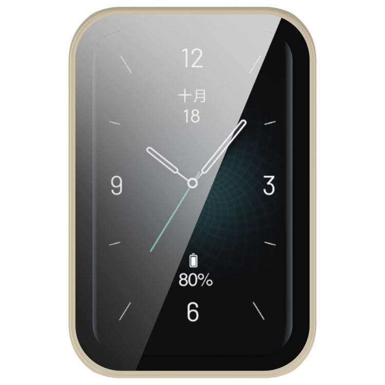 For Honor Band 9 PC + Tempered Film Integrated Watch Protective Case(Ivory White)