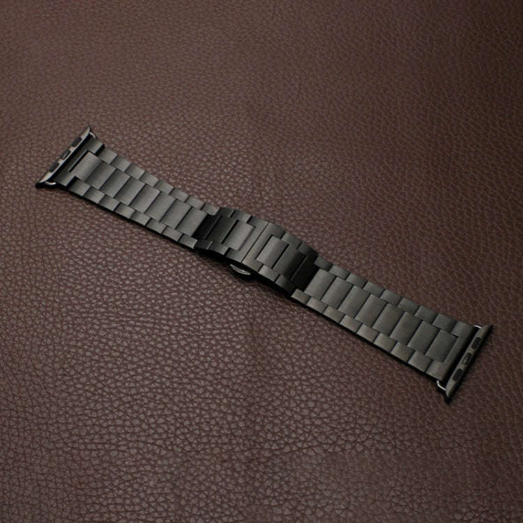 For Apple Watch Ultra 2 49mm Three-bead Butterfly Buckle Metal Watch Band(Black)