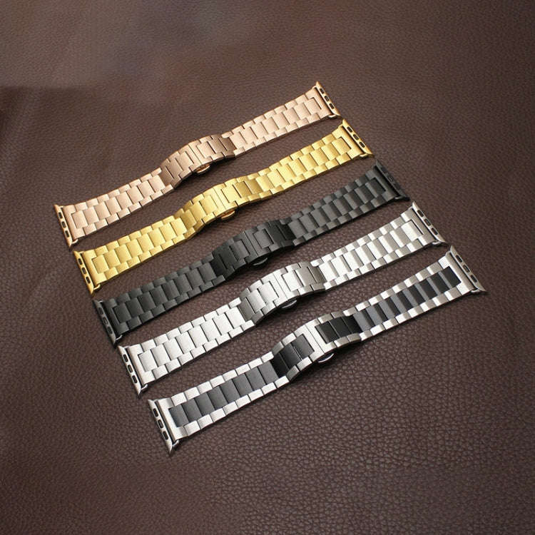 For Apple Watch Ultra 2 49mm Three-bead Butterfly Buckle Metal Watch Band(Black)