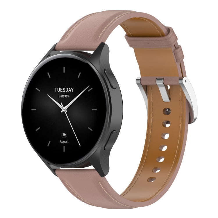 For Xiaomi Watch 2 22mm Genuine Leather Watch Band(Dark Pink)