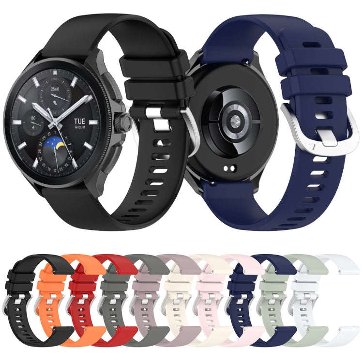 For Xiaomi Watch 2 Liquid Glossy Silver Buckle Silicone Watch Band(Dark Blue)