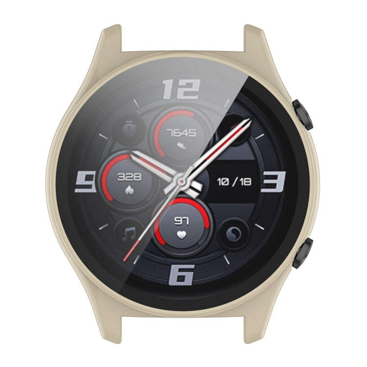For Honor Watch GS 4 PC + Tempered Film Integrated Watch Protective Case(Ivory White)