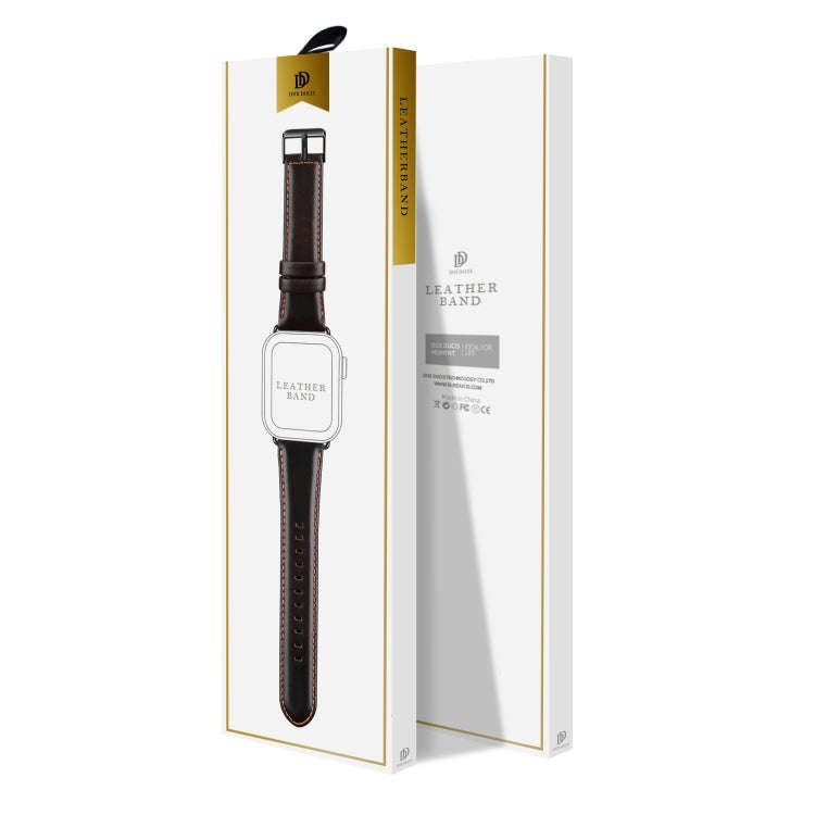 For Apple Watch Series 9 41mm DUX DUCIS Business Genuine Leather Watch Strap(Coffee)