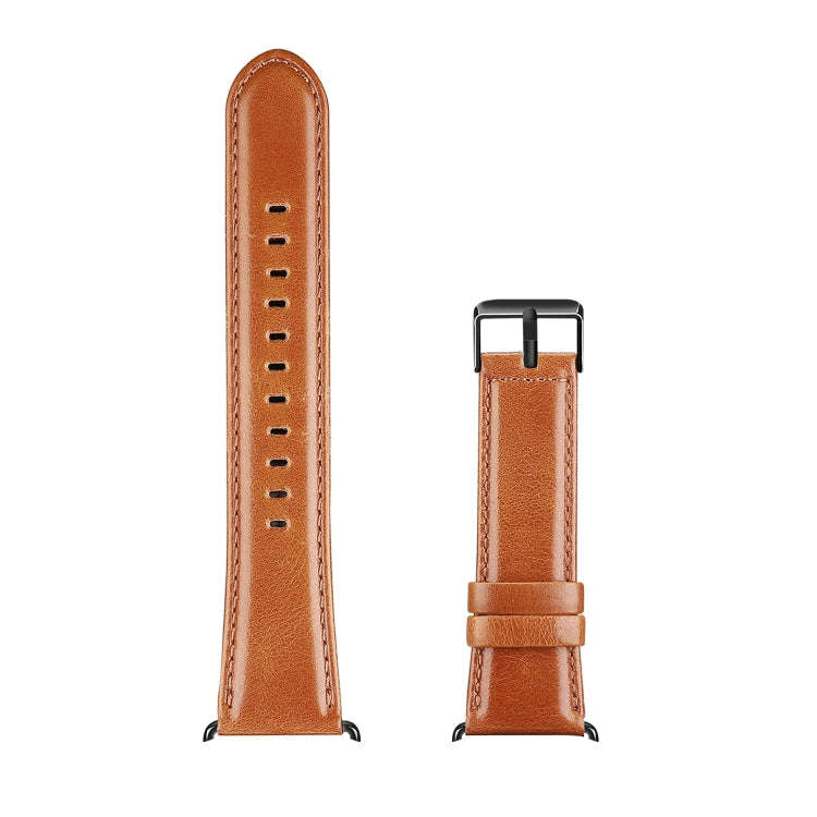 For Apple Watch Series 8 41mm DUX DUCIS Business Genuine Leather Watch Strap(Khaki)