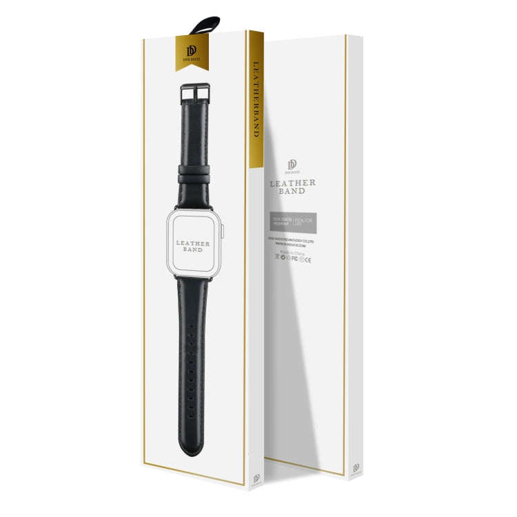 For Apple Watch Series 6 44mm DUX DUCIS Business Genuine Leather Watch Strap(Black)