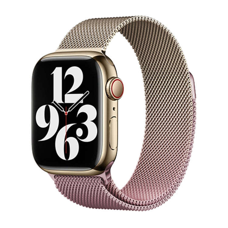 For Apple Watch Series 7 41mm Milan Gradient Loop Magnetic Buckle Watch Band(Gold Light Pink)