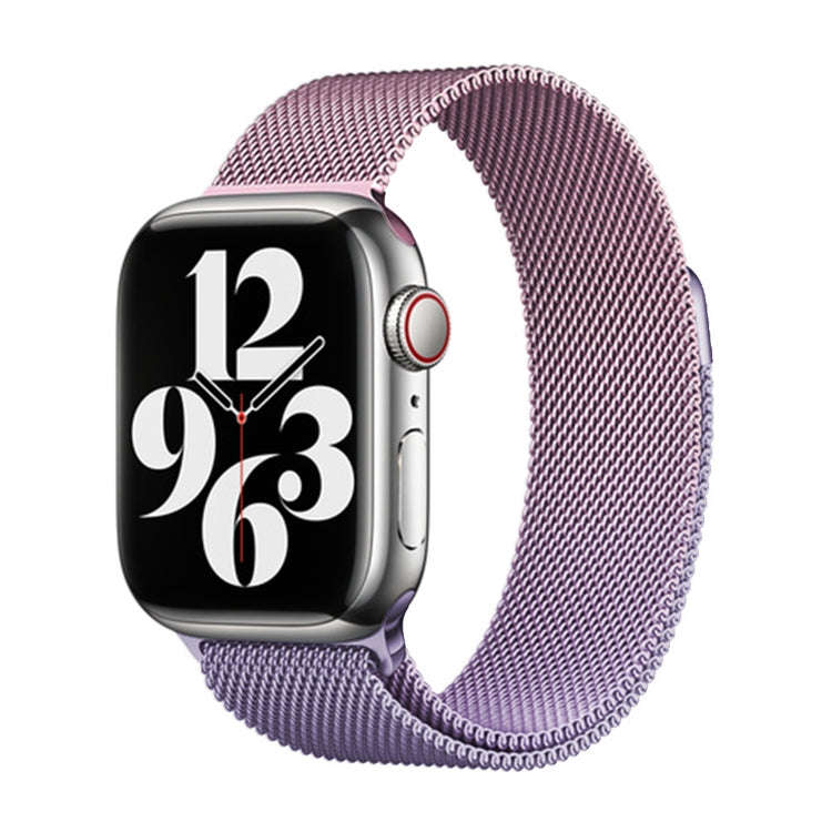 For Apple Watch Series 7 41mm Milan Gradient Loop Magnetic Buckle Watch Band(Pink Lavender)