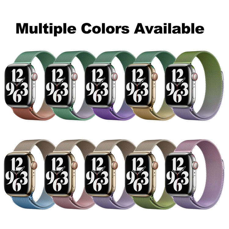 For Apple Watch Series 8 41mm Milan Gradient Loop Magnetic Buckle Watch Band(Orange Green)