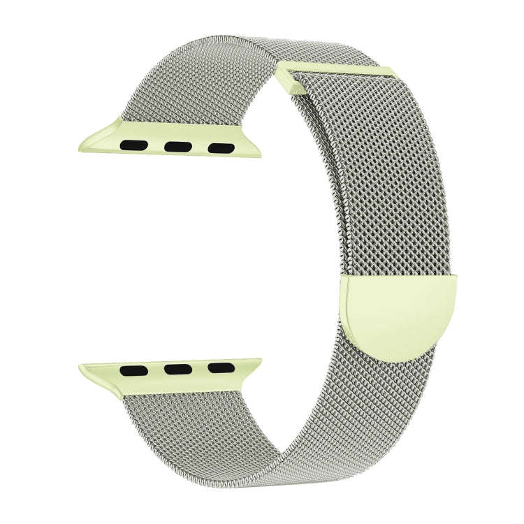 For Apple Watch Series 7 45mm Two Color Milanese Loop Magnetic Watch Band(Starlight Green)