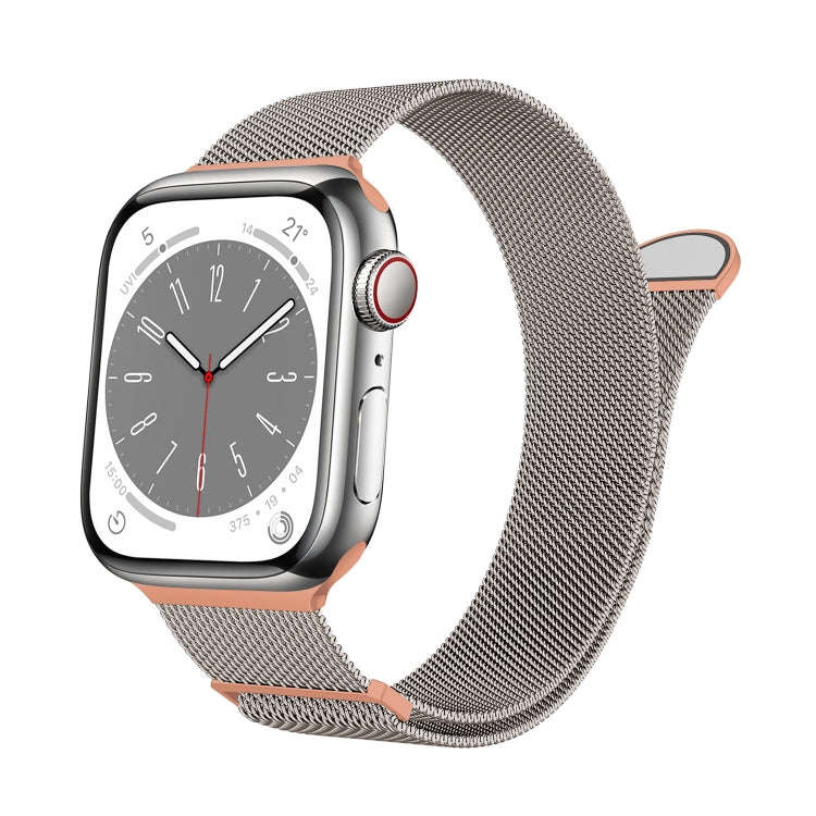 For Apple Watch 42mm Two Color Milanese Loop Magnetic Watch Band(Starlight Orange)