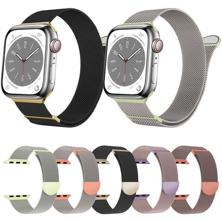 For Apple Watch 42mm Two Color Milanese Loop Magnetic Watch Band(Starlight Orange)