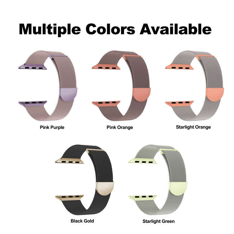 For Apple Watch 42mm Two Color Milanese Loop Magnetic Watch Band(Starlight Orange)