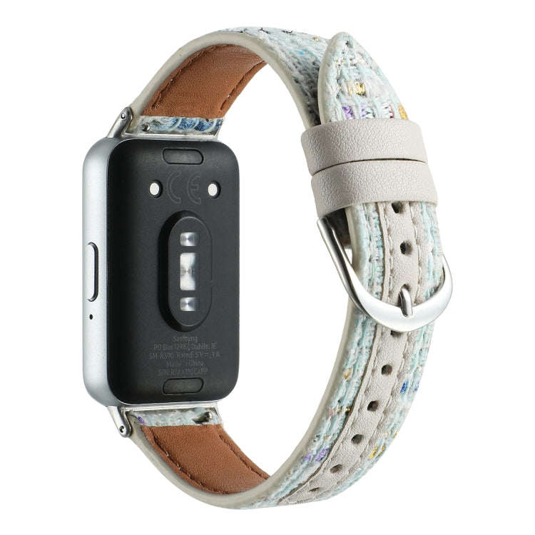 For Samsung Galaxy Fit 3 Woolen Leather Watch Band(Light Green)