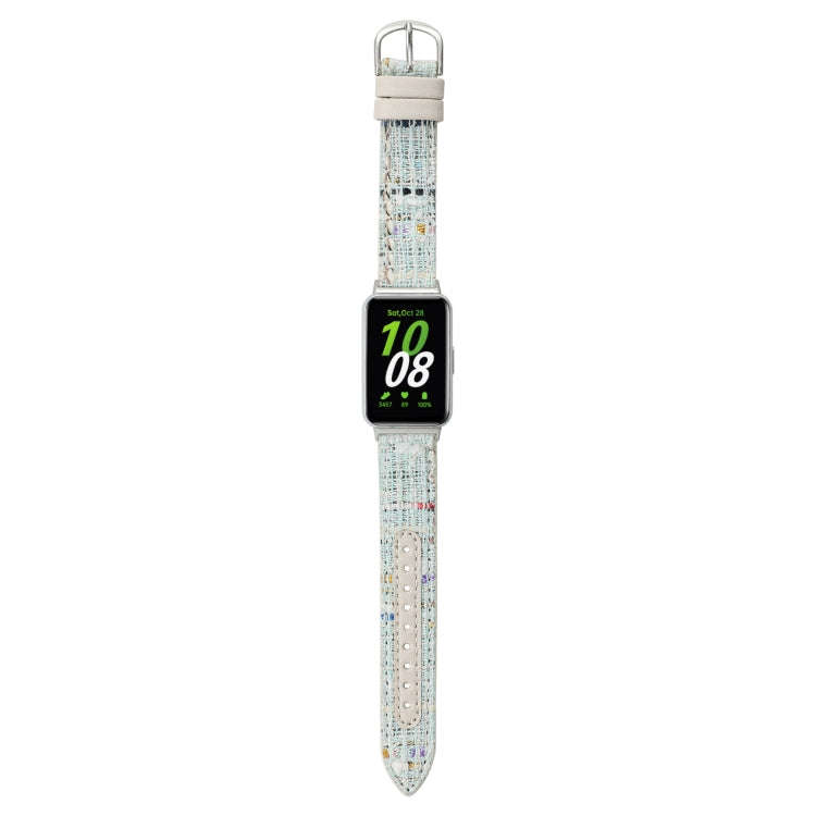 For Samsung Galaxy Fit 3 Woolen Leather Watch Band(Light Green)
