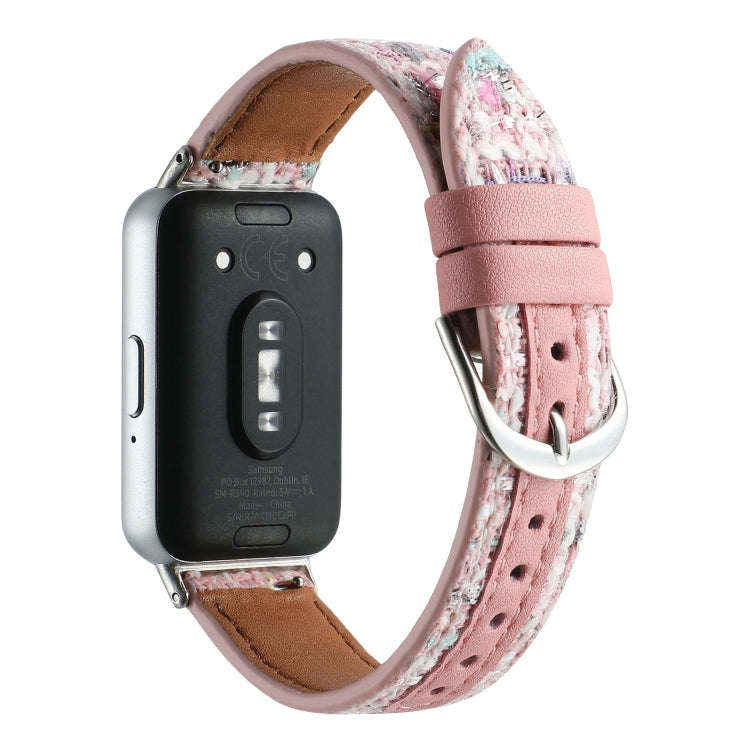 For Samsung Galaxy Fit 3 Woolen Leather Watch Band(Pink)