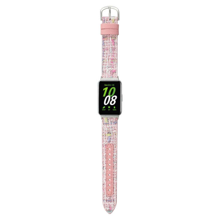 For Samsung Galaxy Fit 3 Woolen Leather Watch Band(Pink)