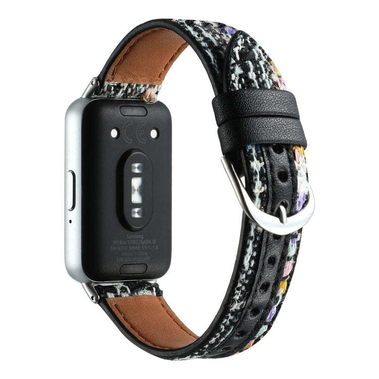 For Samsung Galaxy Fit 3 Woolen Leather Watch Band(Black)