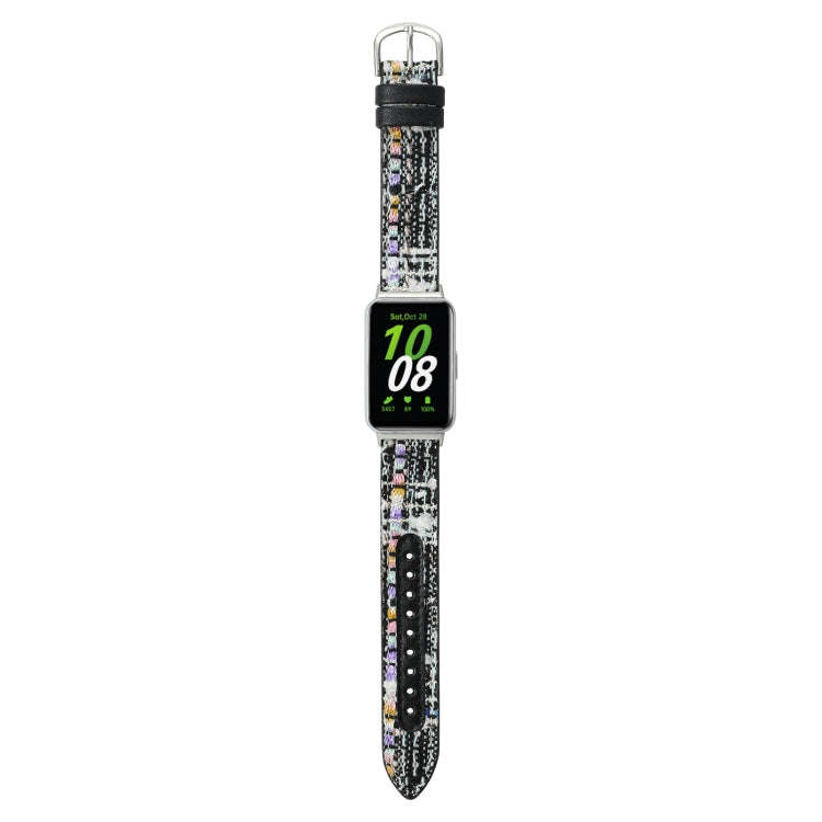 For Samsung Galaxy Fit 3 Woolen Leather Watch Band(Black)