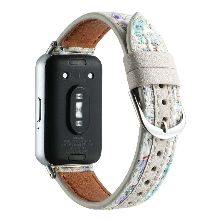 For Samsung Galaxy Fit 3 Woolen Leather Watch Band(Colorful White)