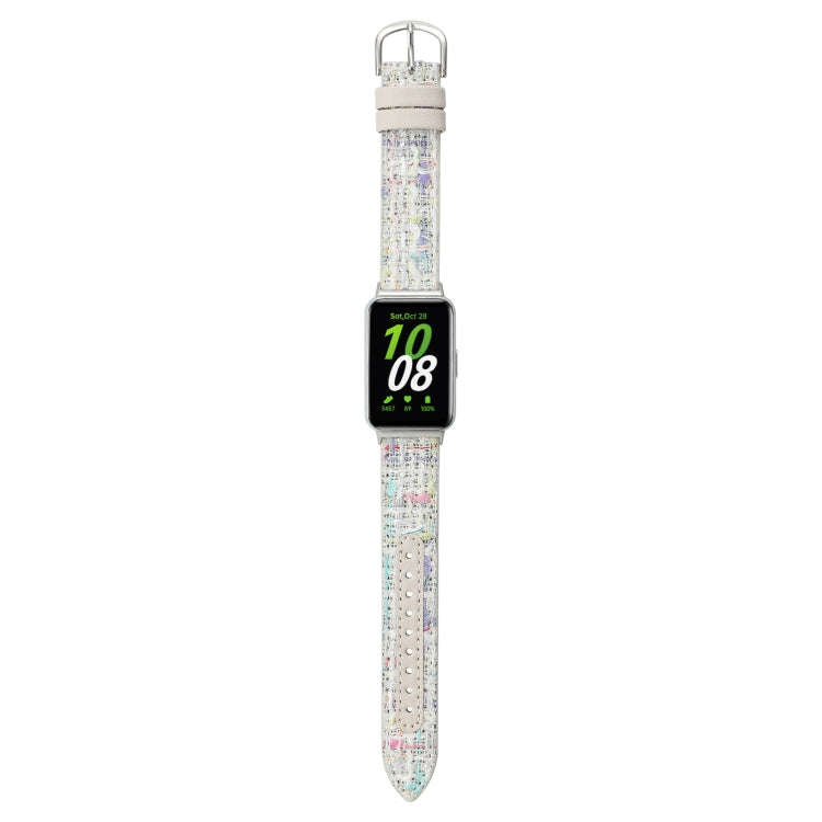 For Samsung Galaxy Fit 3 Woolen Leather Watch Band(Colorful White)