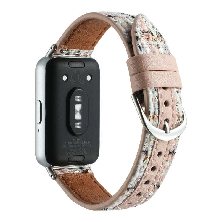 For Samsung Galaxy Fit 3 Woolen Leather Watch Band(Light Pink)