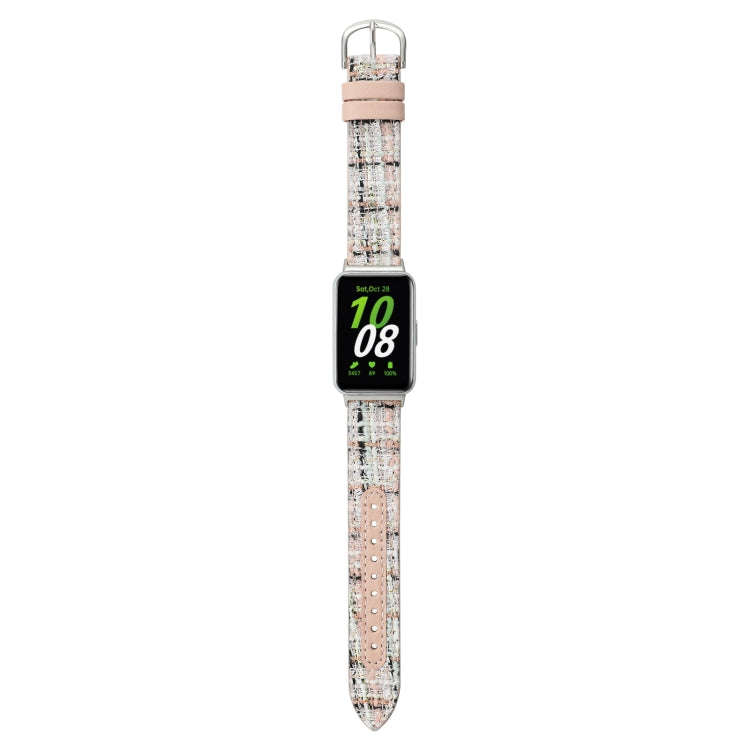 For Samsung Galaxy Fit 3 Woolen Leather Watch Band(Light Pink)